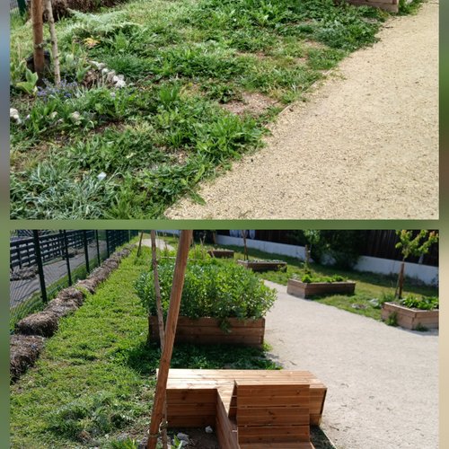 Banc en bois fabriqué lors d'un atelier participatif